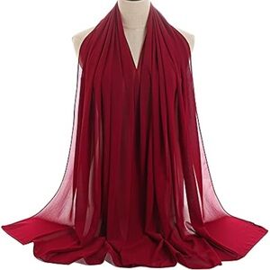 Chiffon Head Wraps for Women - Solid Color Fashion Bubble Chiffon Scarf Hijab